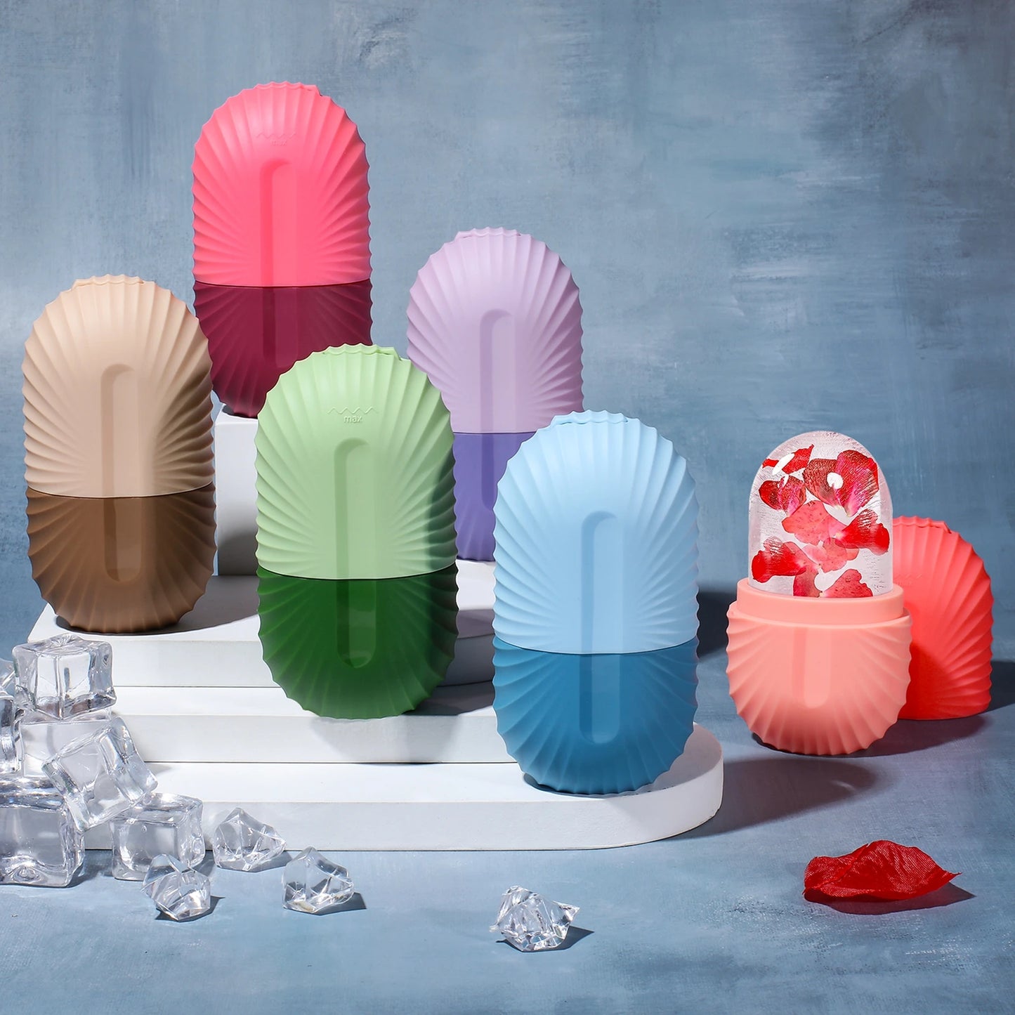 Ice Face Roller Facial Skincare Ice Roller Set, Stainless Steel Facial Roller Gua Sha Face Tool Face Massage Roller Mold Cube